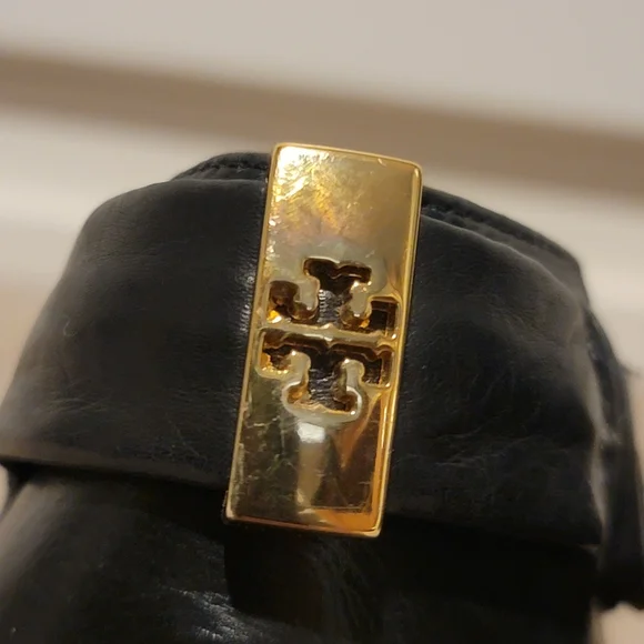 Tory Burch Lounge Baby Black Leather Ankle Wrap Heels Size 7 - Picture 11 of 12